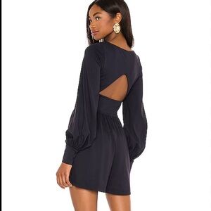 Susana Monaco Open Back Puff Sleeve Romper in black
